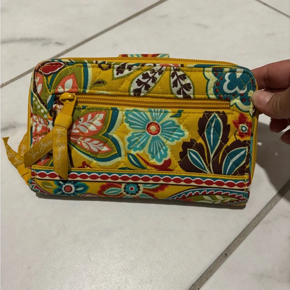 Vera Bradley Patterned Turn-Lock Wallet in Yellow - Quilted Floral Design - Picture 2 of 5